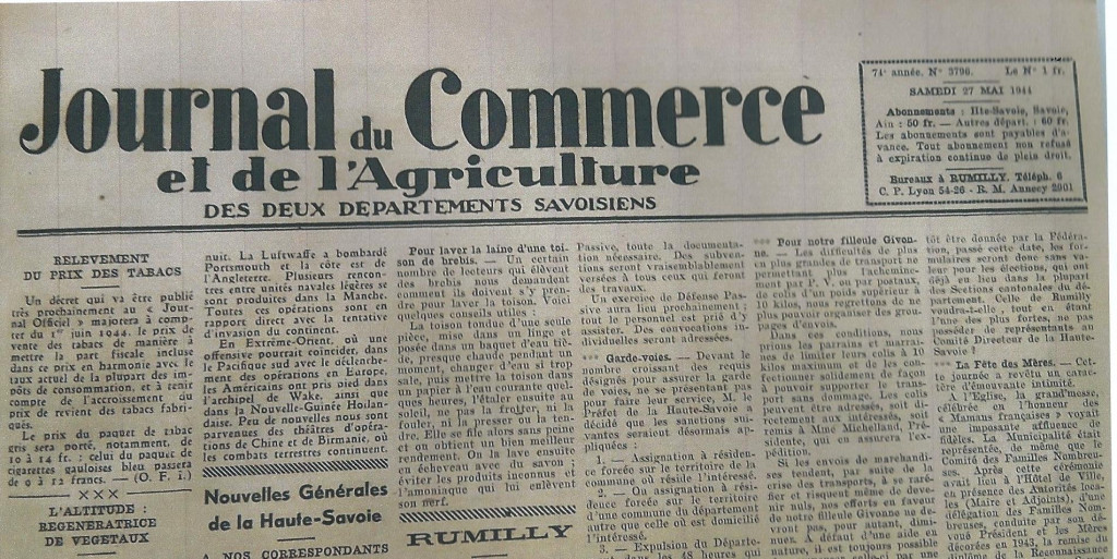 Numéro 3796 du Journal du Commerce, année 1944 (archive du journal)