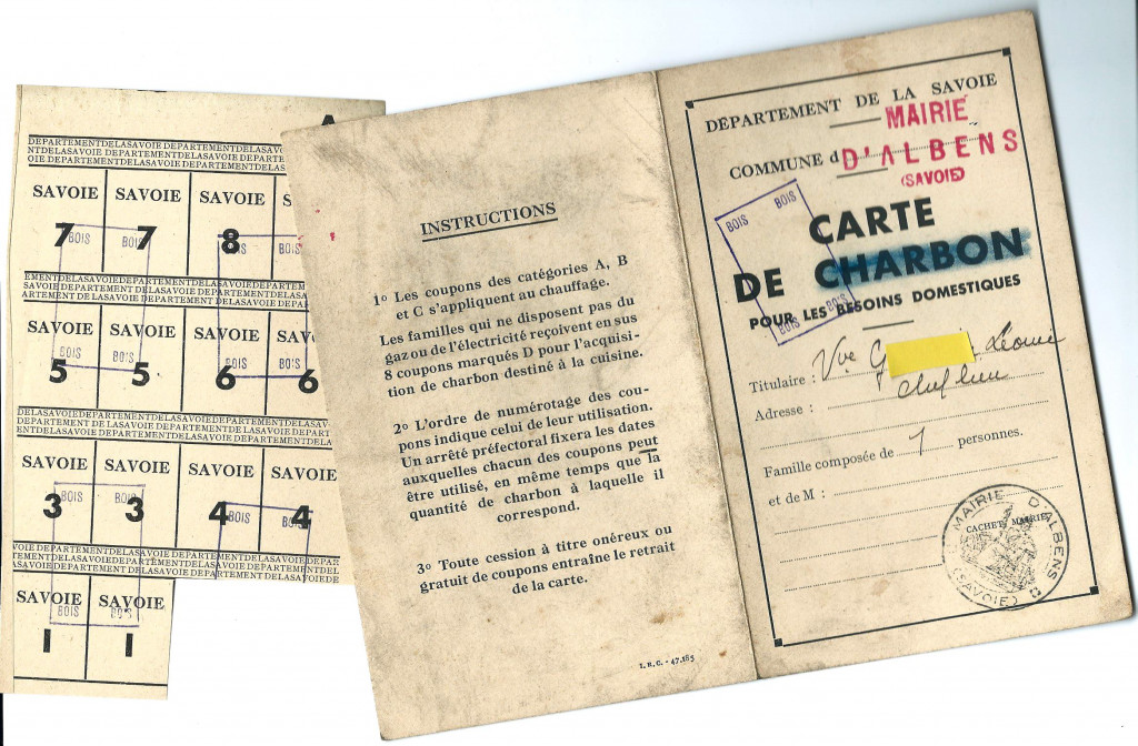 Carte de rationnement (archive privée)