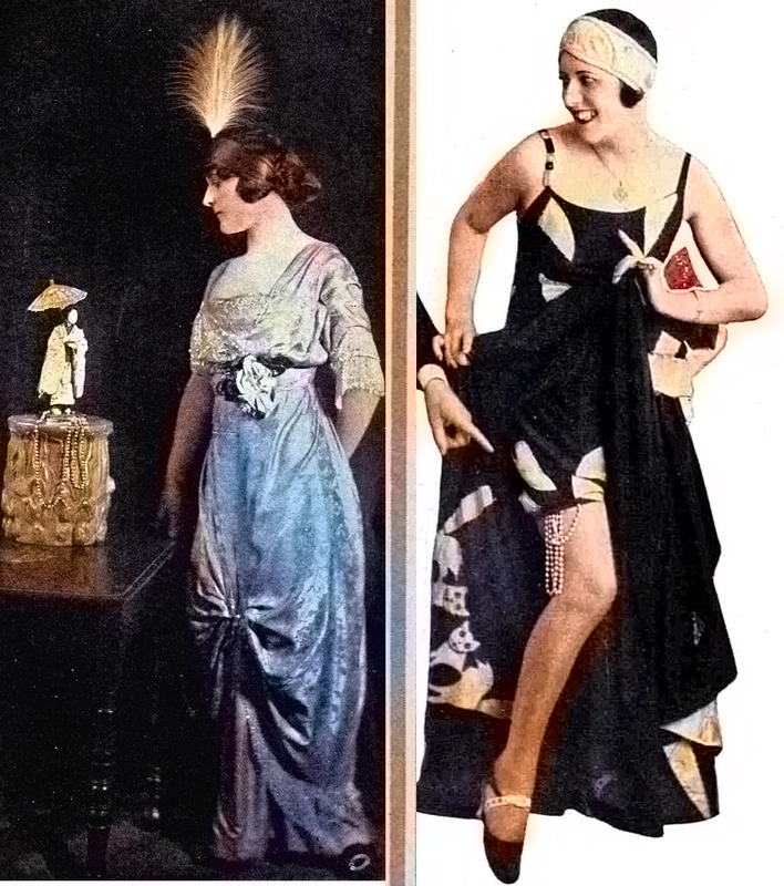 Deux photographies de l’actrice Marie Minetti en costume dans deux de ses rôles en 1916 et 1925  ( archives en ligne)
