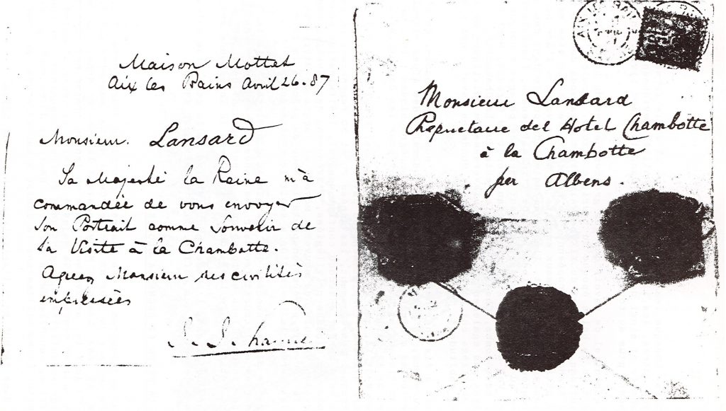 Cachets et lettre de sa Majesté la Reine Victoria.