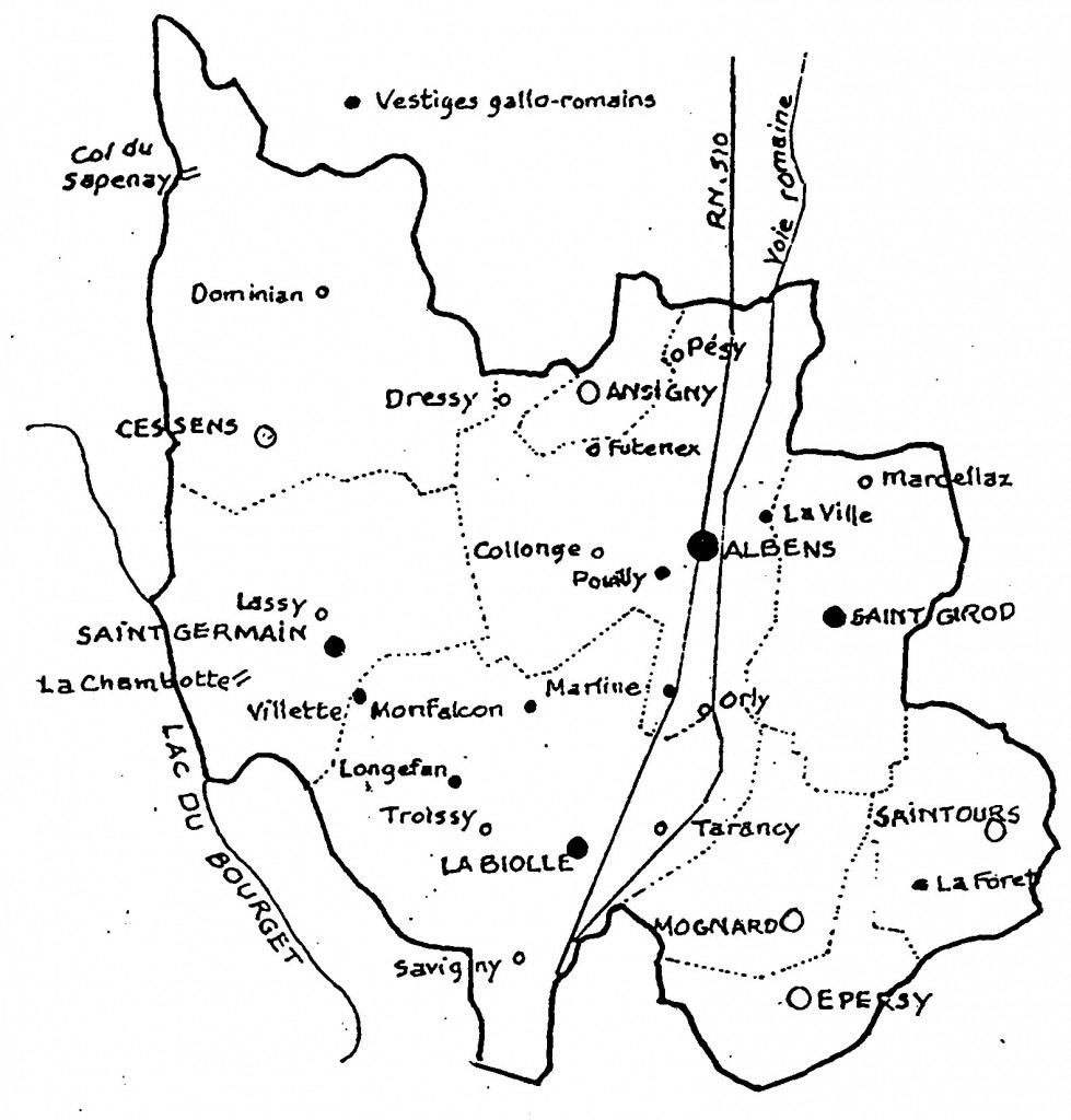 Carte du canton d'Albens