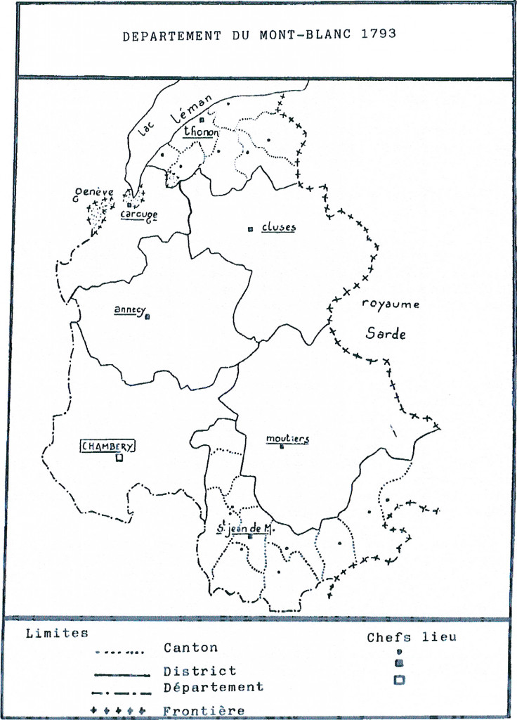 Carte du département du Mont-Blanc en 1793