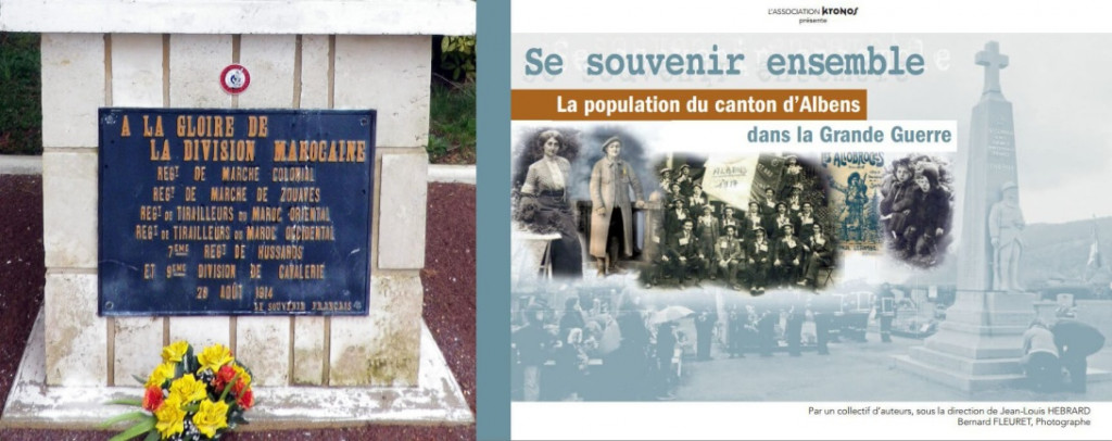 Un monument à la gloire de la division Marocaine à La Fosse-à-l'eau et le livre souvenir de leAssociation Kronos