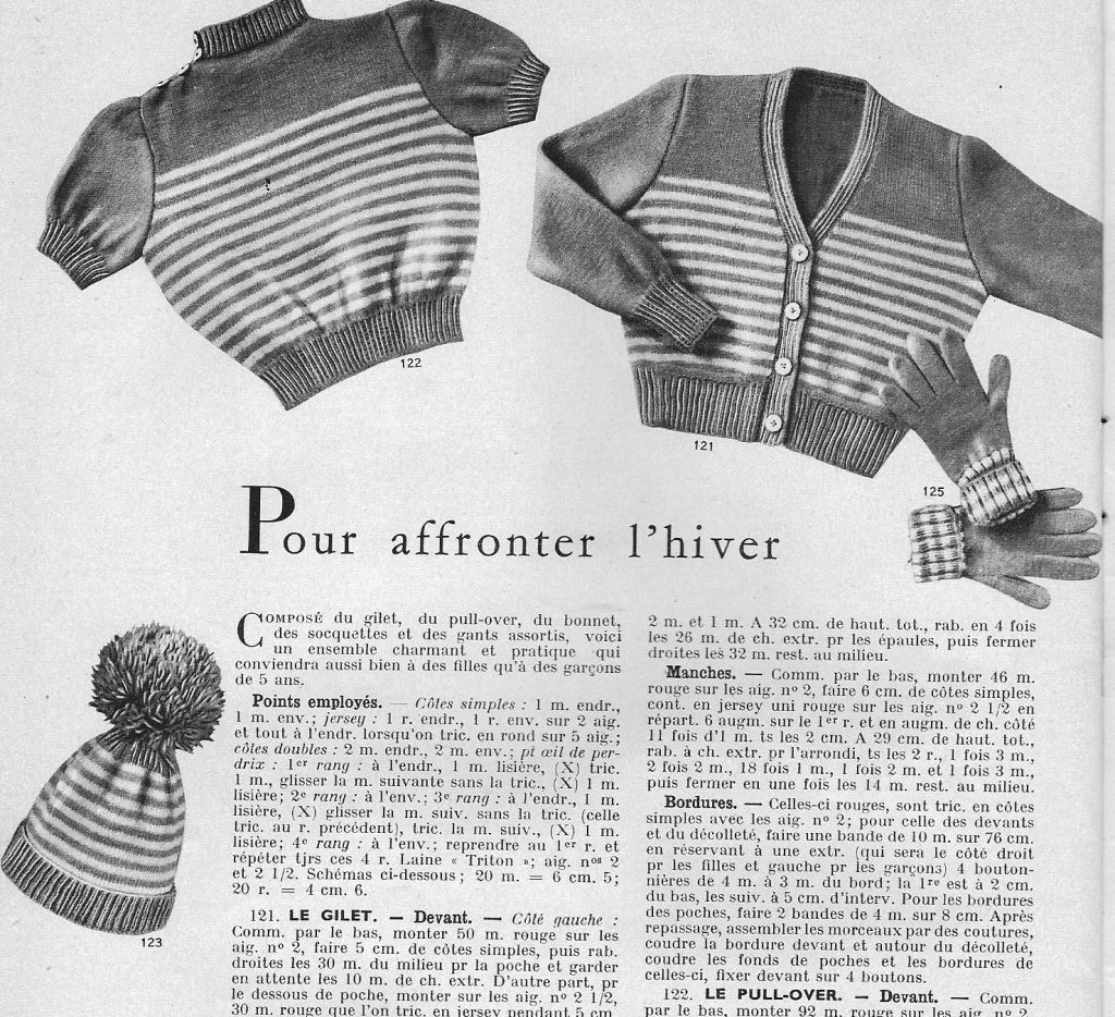 Modes et Travaux (janvier 1952) modèles de tricots (collection de l'auteur)