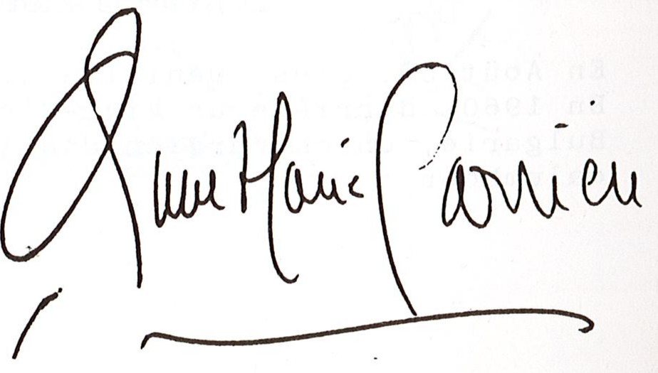 Signature d’Anne-Marie Carrière.